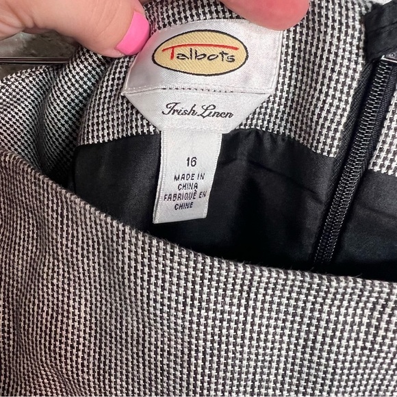 Talbots Black and White Houndstooth Irish Linen Skirt - Picture 8 of 8